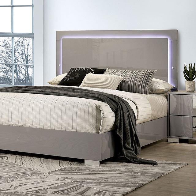 Sinistra Bed Beige, Black, White - Furniture 4 Less Outlet (Salinas,CA)