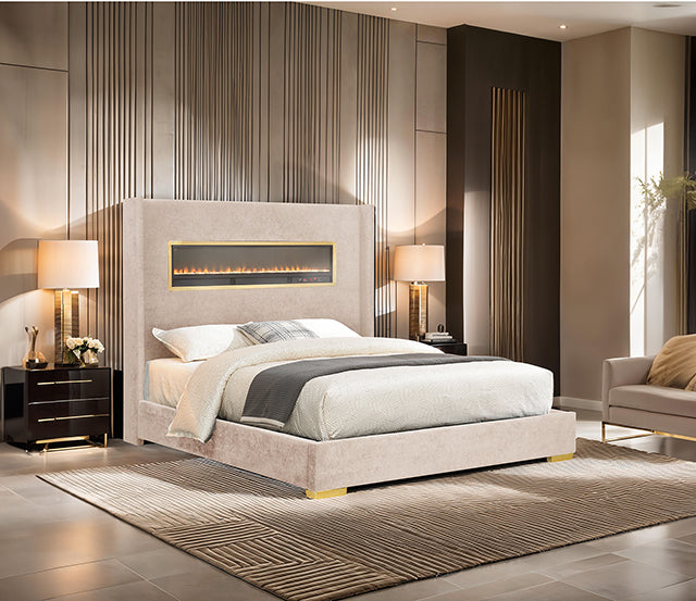 Danvers Bed Beige, Black, & Grey - Furniture 4 Less Outlet (Salinas,CA)