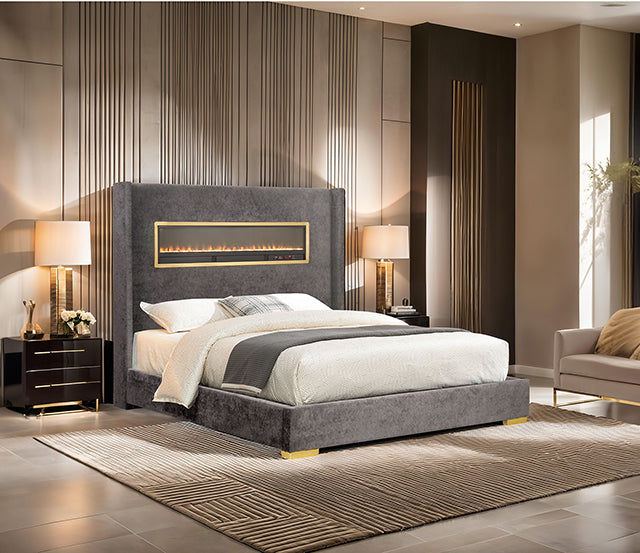 Danvers Bed Beige, Black, & Grey - Furniture 4 Less Outlet (Salinas,CA)