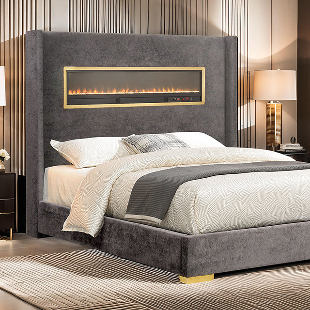 Danvers Bed Beige, Black, & Grey - Furniture 4 Less Outlet (Salinas,CA)