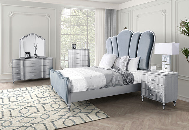 Melodi Parc E.King & Queen Bed Black & Silver - Furniture 4 Less Outlet (Salinas,CA)
