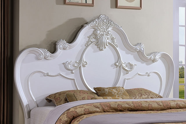 Roselli E.King & Queen Bed White & Chrome - Furniture 4 Less Outlet (Salinas,CA)