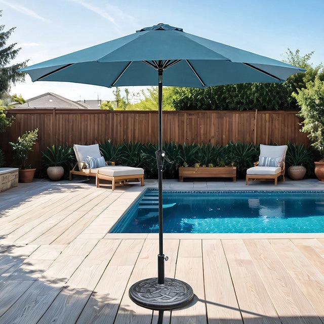 Tano 9' Outdoor Umbrella + 21" Round Base - Furniture 4 Less Outlet (Salinas,CA)