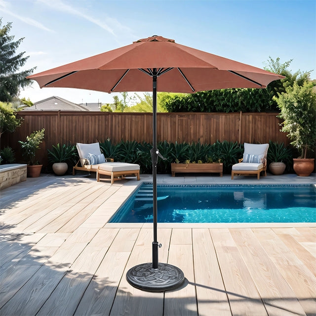 Tano 9' Outdoor Umbrella + 21" Round Base - Furniture 4 Less Outlet (Salinas,CA)