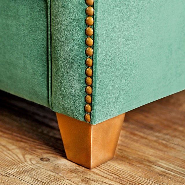 VERDANTE Emerald Green/Gold Sofa - Furniture 4 Less Outlet (Salinas,CA)