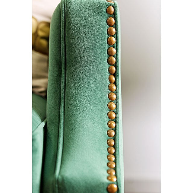 VERDANTE Emerald Green/Gold Sofa - Furniture 4 Less Outlet (Salinas,CA)