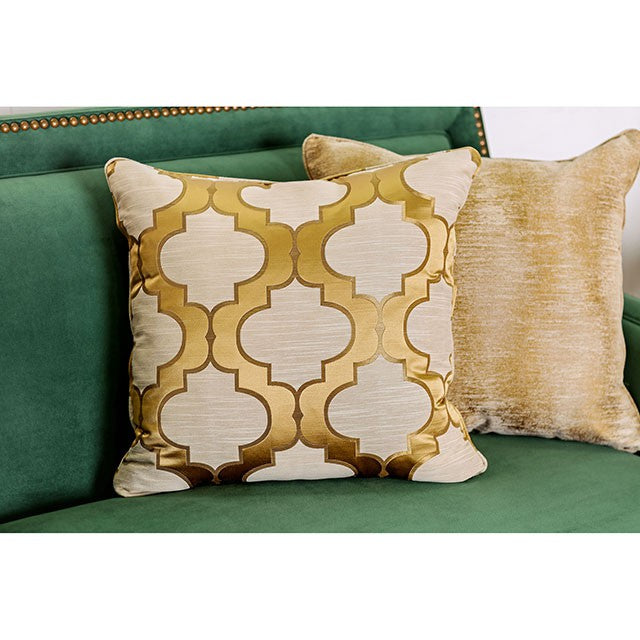 VERDANTE Emerald Green/Gold Sofa - Furniture 4 Less Outlet (Salinas,CA)